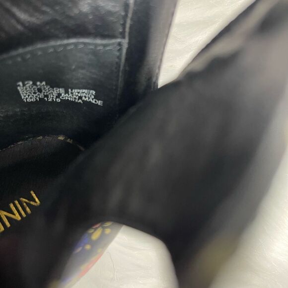 Nine West black multi color floral prints lace up sandals black tassels SZ12 - Picture 12 of 13